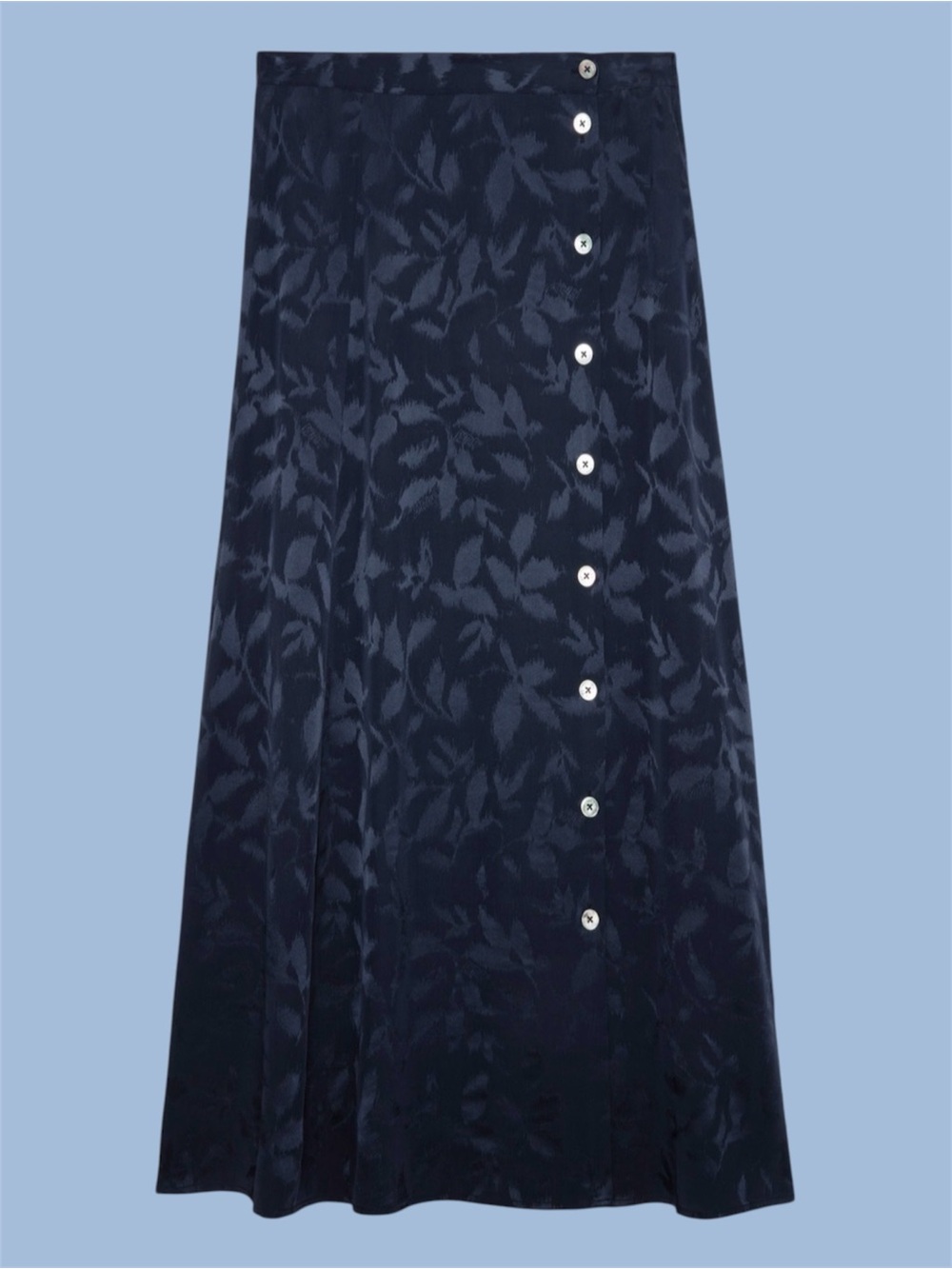 Zadig & Voltaire June Silk Jacquard Stars Navy Button Front Skirt